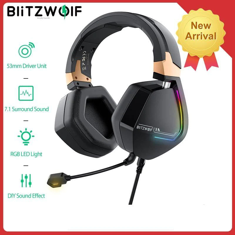 BlitzWolf BW-GH2 Gaming Headphones 7.1 Channel 53mm Driver USB Wired RGB Gamer Headset with Mic for PC for PS3/4 Headphone - Buy Confidently with Smart Sales Australia