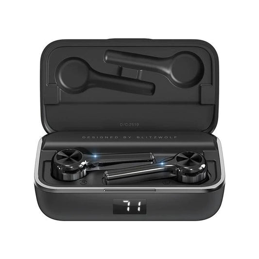 BlitzWolf FYE6 Wireless Bluetooth In-Ear Earphones w/Long Handle, LED Display, IPX6 Waterproof and Graphene Portable Charger Carry Case for Samsung, Apple, Android - Buy Confidently with Smart Sales Australia