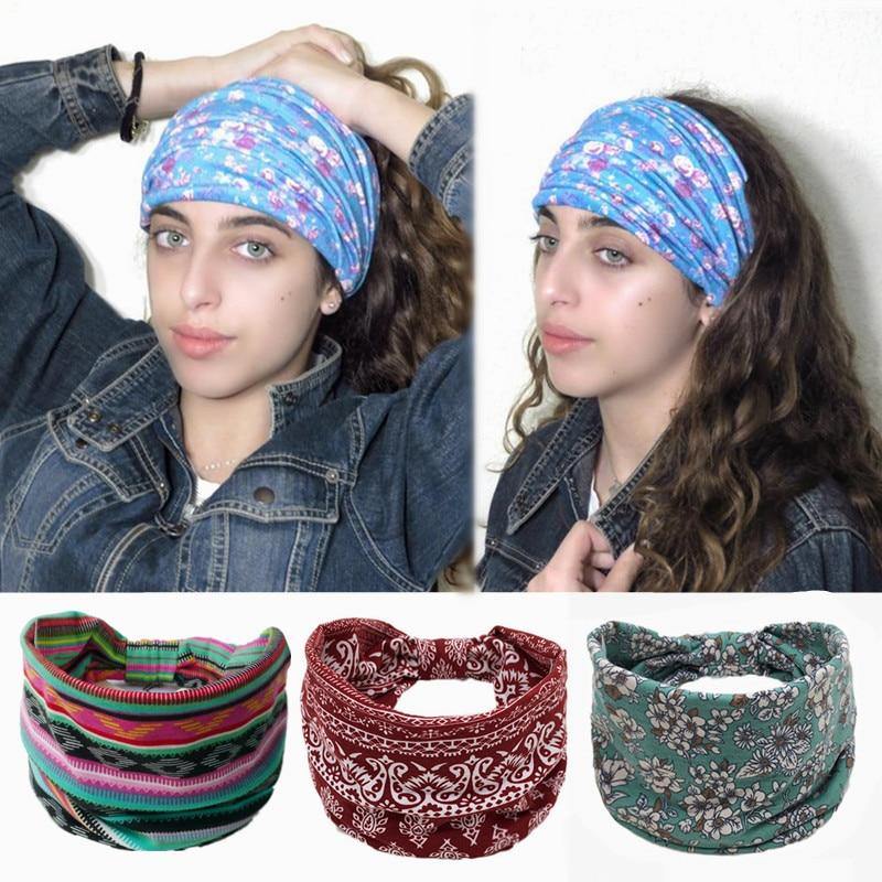 Boho Style Cotton Wide Printed Bandana Headbands For Women - Buy Confidently with Smart Sales Australia
