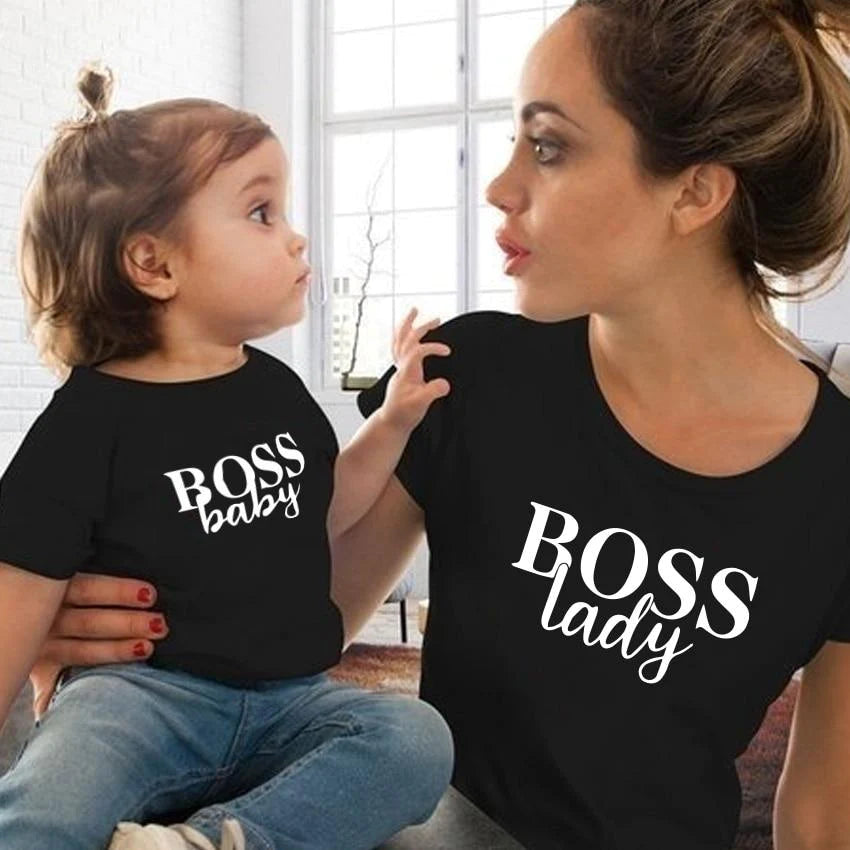 Boss Lady & Boss Baby Matching Family Outfits - Mother Daughter Cotton Shirts - Buy Confidently with Smart Sales Australia