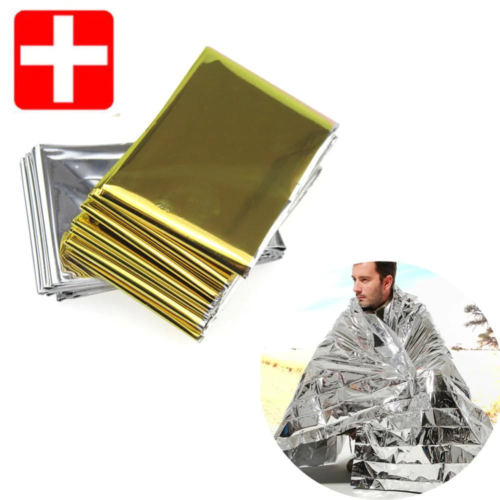Camping Portable Emergency Blanket First Aid Survival Rescue Curtain Tent Tools Outdoor Hiking Kits Silver Golden 210*130cm 50g - Buy Confidently with Smart Sales Australia