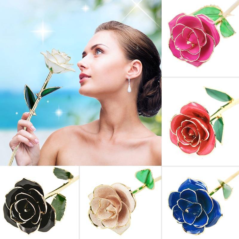 Classy Artificial Rose Everlasting Flower Dipped in 24K Gold Gift for Women - Buy Confidently with Smart Sales Australia