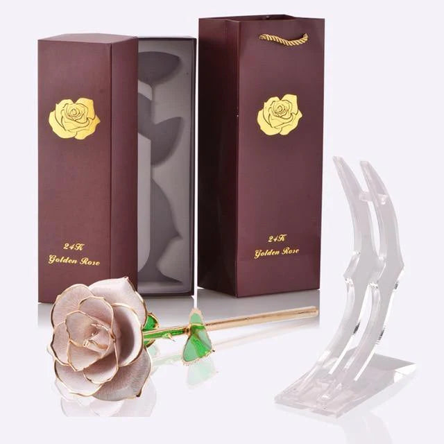 Classy Artificial Rose Everlasting Flower Dipped in 24K Gold Gift for Women - Buy Confidently with Smart Sales Australia