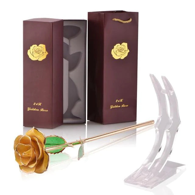 Classy Artificial Rose Everlasting Flower Dipped in 24K Gold Gift for Women - Buy Confidently with Smart Sales Australia