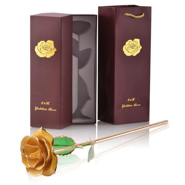 Classy Artificial Rose Everlasting Flower Dipped in 24K Gold Gift for Women - Buy Confidently with Smart Sales Australia