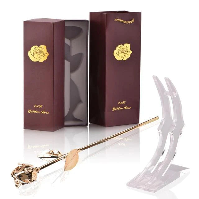 Classy Artificial Rose Everlasting Flower Dipped in 24K Gold Gift for Women - Buy Confidently with Smart Sales Australia