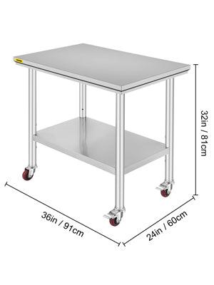 Commercial Stainless Steel Tables with Caster Wheels - 7 Sizes - Buy Confidently with Smart Sales Australia