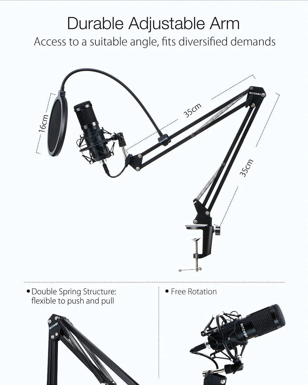 Condenser Microphone  Audio Dynamic System Kit Cantilever Bracket Anti-spray Net Set Sound Record - Buy Confidently with Smart Sales Australia
