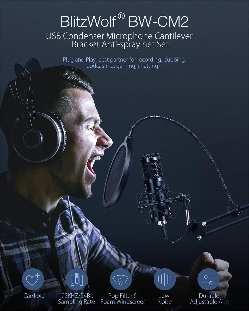 Condenser Microphone  Audio Dynamic System Kit Cantilever Bracket Anti-spray Net Set Sound Record - Buy Confidently with Smart Sales Australia
