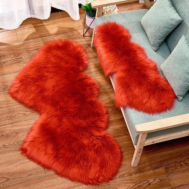 Fashionable Heart-Formed Plush Soft Fur Floor Mats - Buy Confidently with Smart Sales Australia