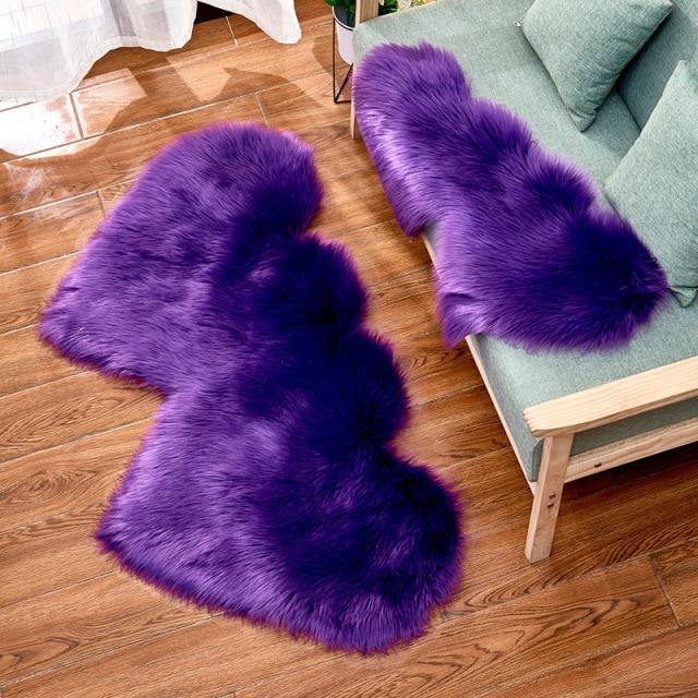 Fashionable Heart-Formed Plush Soft Fur Floor Mats - Buy Confidently with Smart Sales Australia