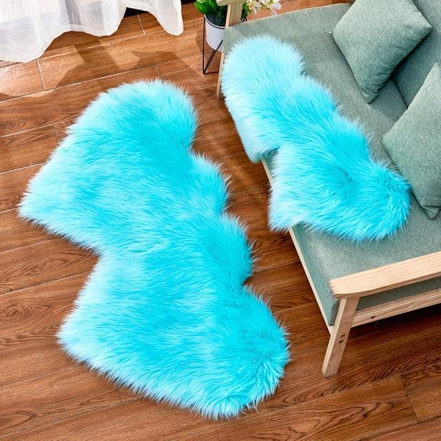 Fashionable Heart-Formed Plush Soft Fur Floor Mats - Buy Confidently with Smart Sales Australia