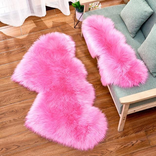 Fashionable Heart-Formed Plush Soft Fur Floor Mats - Buy Confidently with Smart Sales Australia