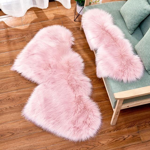 Fashionable Heart-Formed Plush Soft Fur Floor Mats - Buy Confidently with Smart Sales Australia