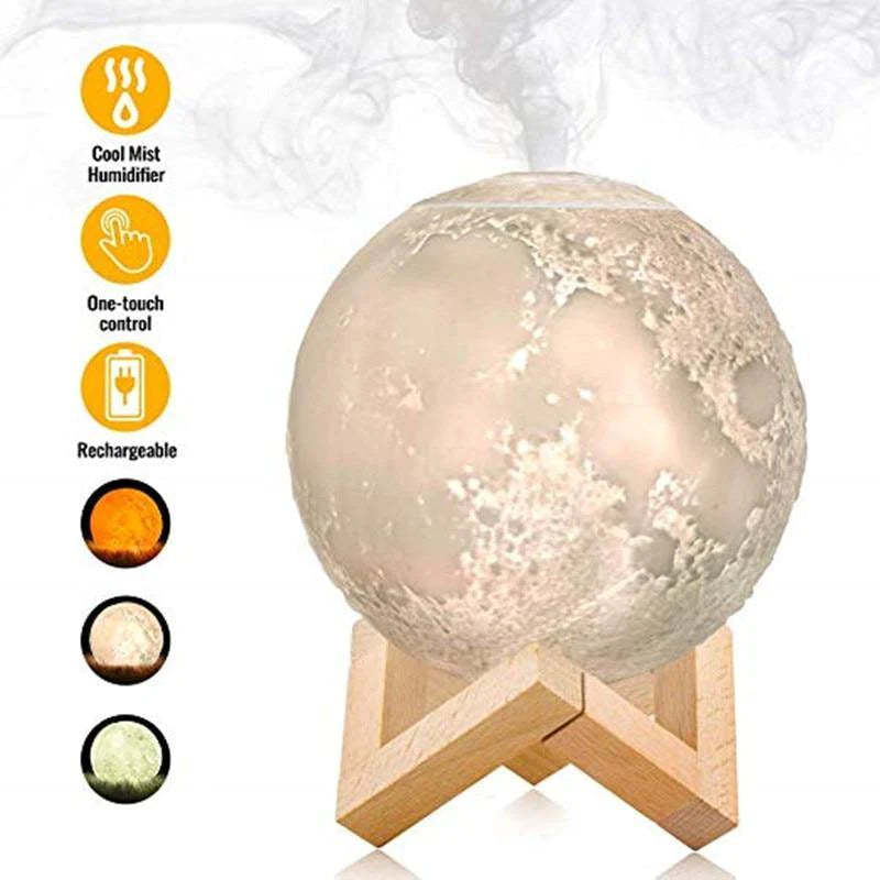 Full Moon Lunar Light Ultrasonic Air Humidifier and Natural Oil Diffuser - Buy Confidently with Smart Sales Australia