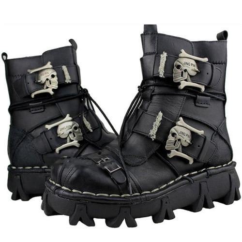 Heavy Duty Leather Motorcycle Military Gothic Style Boots for Men - Buy Confidently with Smart Sales Australia
