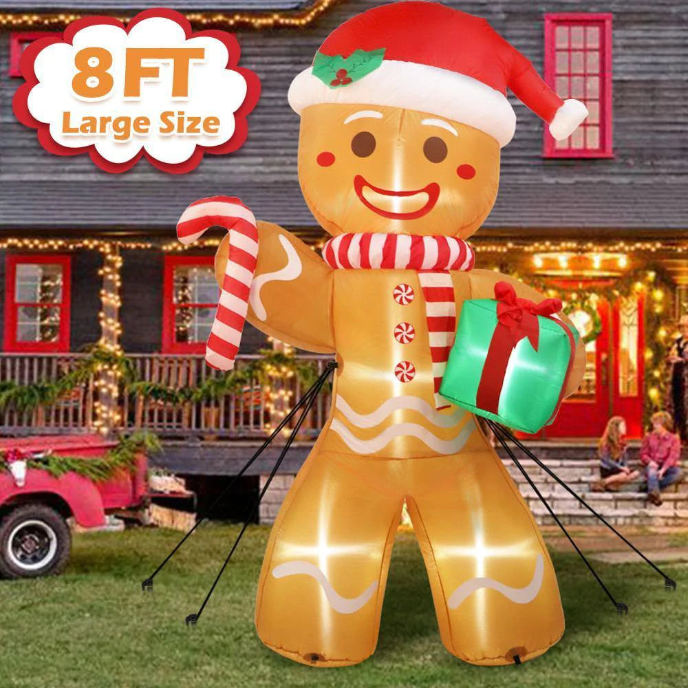 Inflatable Gingerbread Man Outdoor Party Display with LED Lights - Buy Confidently with Smart Sales Australia