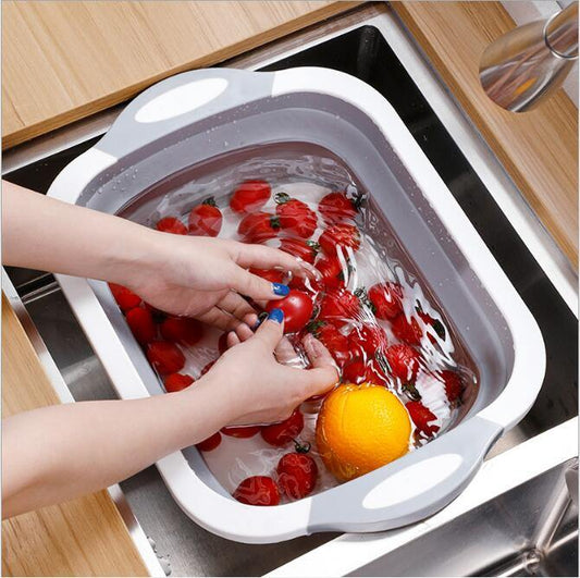 Kitchen Mutli Chopping Board Washing Fruit Ice Bucket Folding Cutting Vegetable Adhesive Household Mildew Drain Foldable Basket - Buy Confidently with Smart Sales Australia