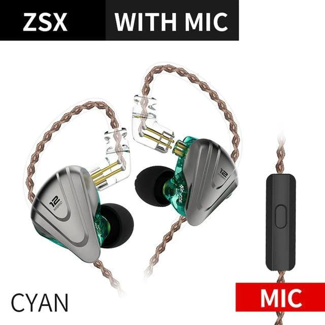 KZ ZSX Earphones 5BA+1DD Hybrid 12 Drivers Noise Proof For Android iOS - Buy Confidently with Smart Sales Australia