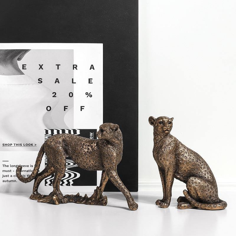 Buy Leopard Gold Cheetah Figurine Ornaments for Home and Office