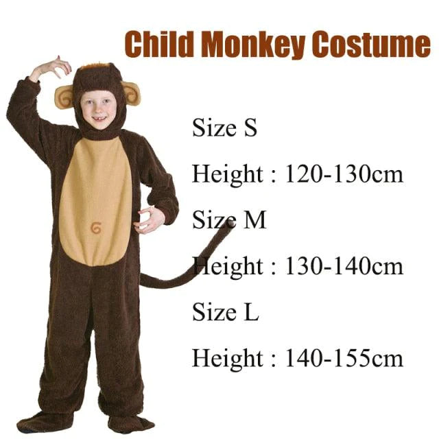 Monkey Jumpsuit Costume 3 Piece Set For Family Adult And Child Animal Halloween - Buy Confidently with Smart Sales Australia