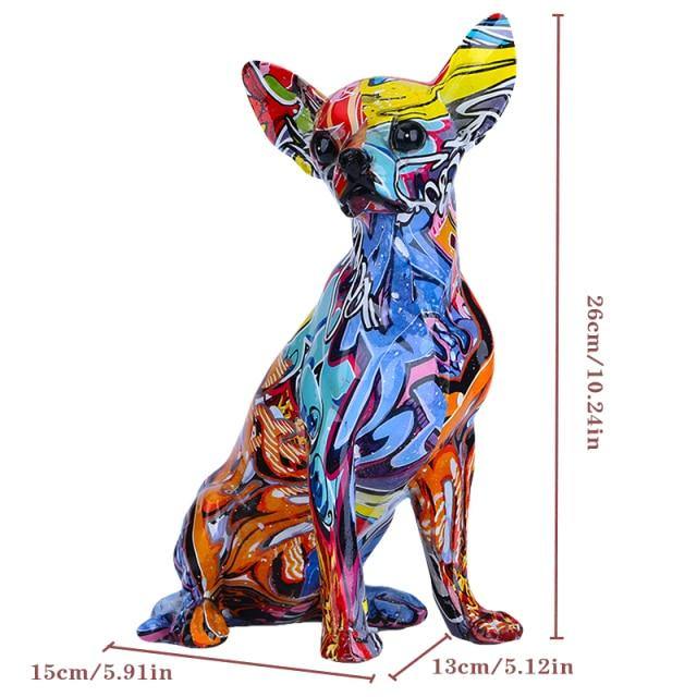 Multi-colored Chihuahua Resin Sculpture Ornament for Home, Office, and Store Decors - Buy Confidently with Smart Sales Australia