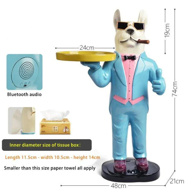 Nordic Tray Dog Porch Figurine Sculpture Decoration with Bluetooth Audio - Buy Confidently with Smart Sales Australia