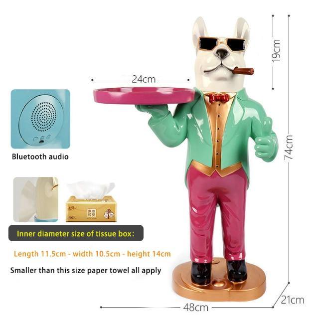 Nordic Tray Dog Porch Figurine Sculpture Decoration with Bluetooth Audio - Buy Confidently with Smart Sales Australia