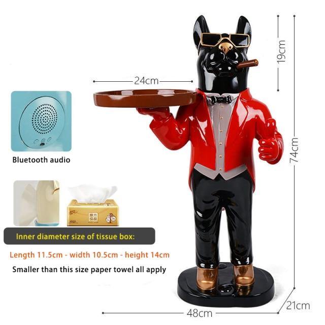 Nordic Tray Dog Porch Figurine Sculpture Decoration with Bluetooth Audio - Buy Confidently with Smart Sales Australia