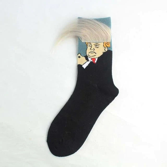 Novelty 3D POTUS Donald Trump 2020 Socks | Unisex Adult Casual Crew Socks with Fake Hair Crew - Buy Confidently with Smart Sales Australia