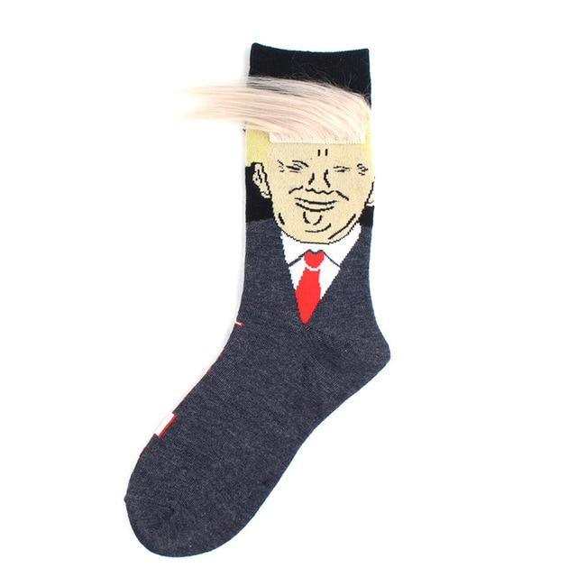 Novelty 3D POTUS Donald Trump 2020 Socks | Unisex Adult Casual Crew Socks with Fake Hair Crew - Buy Confidently with Smart Sales Australia