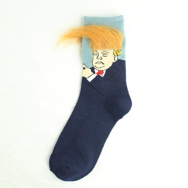 Novelty 3D POTUS Donald Trump 2020 Socks | Unisex Adult Casual Crew Socks with Fake Hair Crew - Buy Confidently with Smart Sales Australia