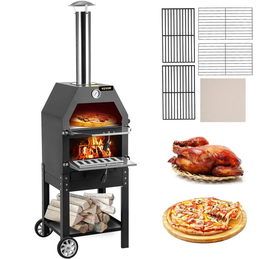 Portable Outdoor Wood Charcoal Fired Pizza Oven Accessories Built In Thermometer - Buy Confidently with Smart Sales Australia
