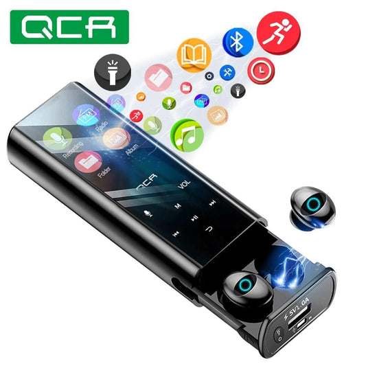 QCR Q1 Wireless Bluetooth Earphones w/ Multifunction MP3 Player LCD IPX7 Waterproof and 6000mAh Power Bank Carry Case - Buy Confidently with Smart Sales Australia