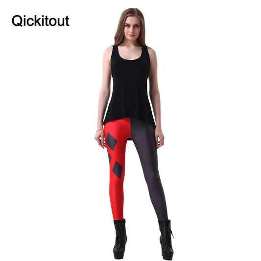 Qickitout Womens Sexy Red and Black Diamond Leggings - Buy Confidently with Smart Sales Australia
