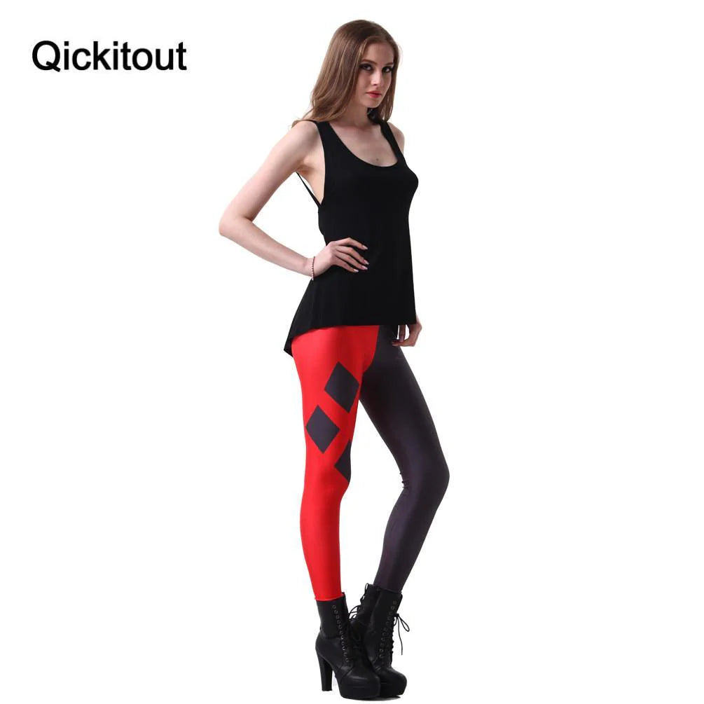 Qickitout Womens Sexy Red and Black Diamond Leggings - Buy Confidently with Smart Sales Australia