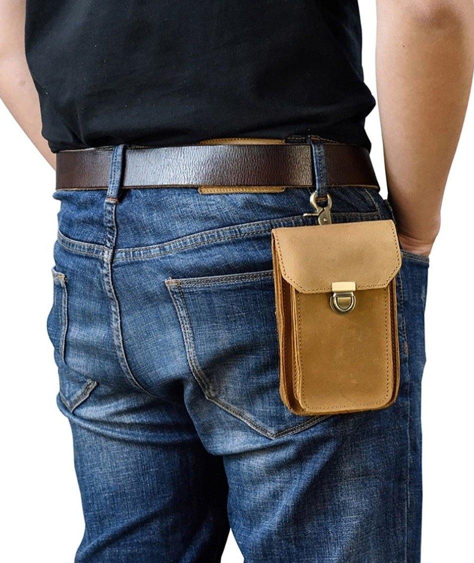 Retro Vintage Style Mini Motorcycle Leather Waist Bag - Buy Confidently with Smart Sales Australia