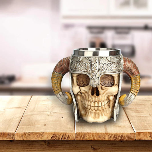 Stainless Steel Viking Ram Skull Design Mug - Buy Confidently with Smart Sales Australia