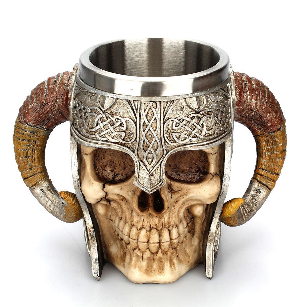 Stainless Steel Viking Ram Skull Design Mug - Buy Confidently with Smart Sales Australia