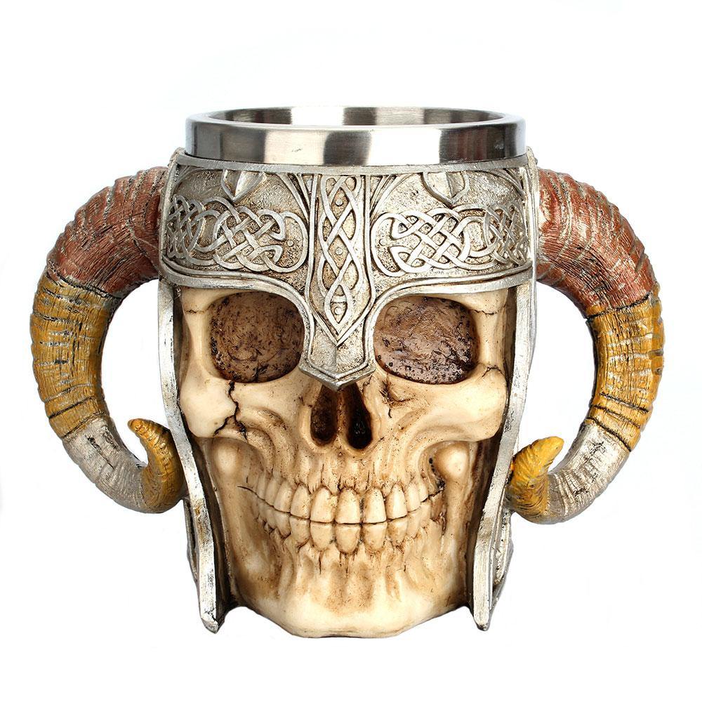 Stainless Steel Viking Ram Skull Design Mug - Buy Confidently with Smart Sales Australia