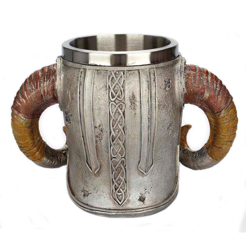 Stainless Steel Viking Ram Skull Design Mug - Buy Confidently with Smart Sales Australia