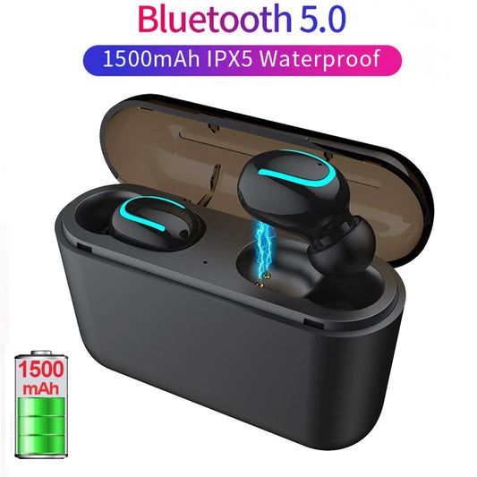 Wireless & Waterproof Bluetooth 5.0 In Ear Headphones & Powerbank w/ Single & Dual Earphones | For Sport, Headset, Handsfree Stereo Ear Buds for All Smartphones - Buy Confidently with Smart Sales Australia