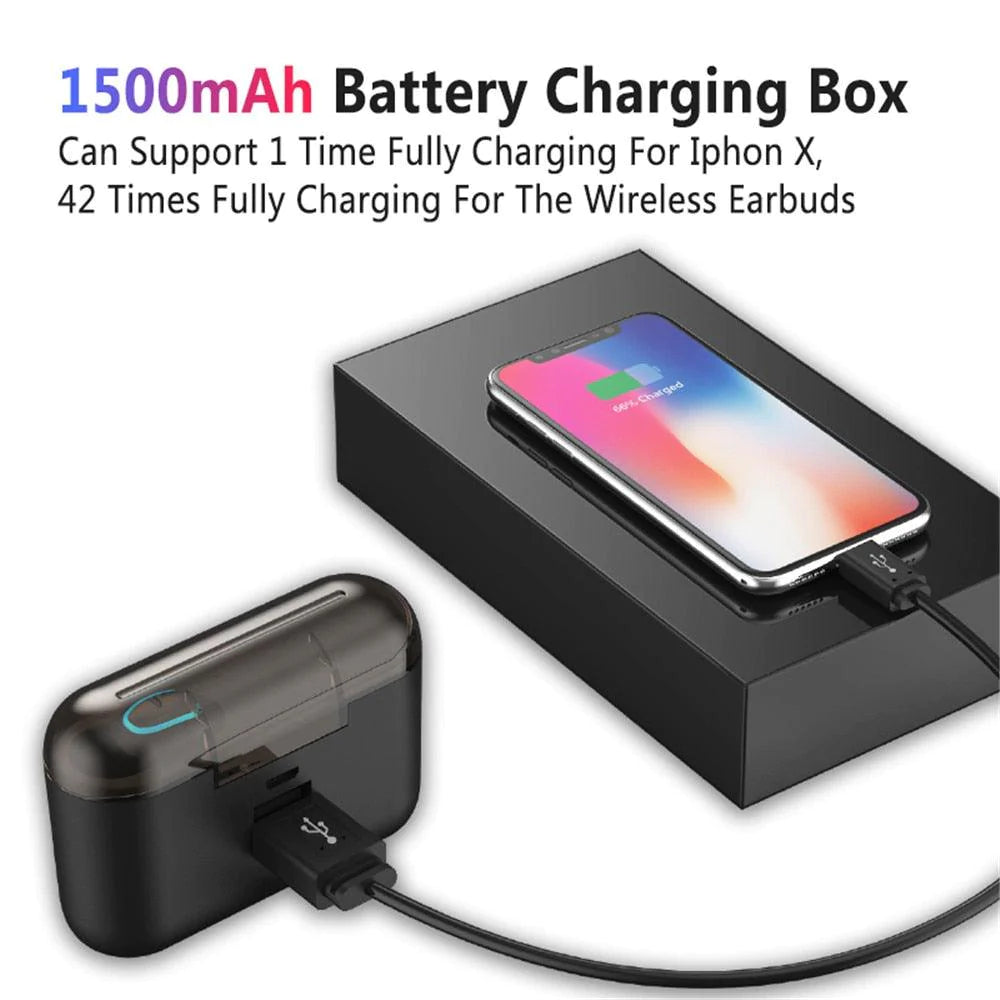 Wireless & Waterproof Bluetooth 5.0 In Ear Headphones & Powerbank w/ Single & Dual Earphones | For Sport, Headset, Handsfree Stereo Ear Buds for All Smartphones - Buy Confidently with Smart Sales Australia