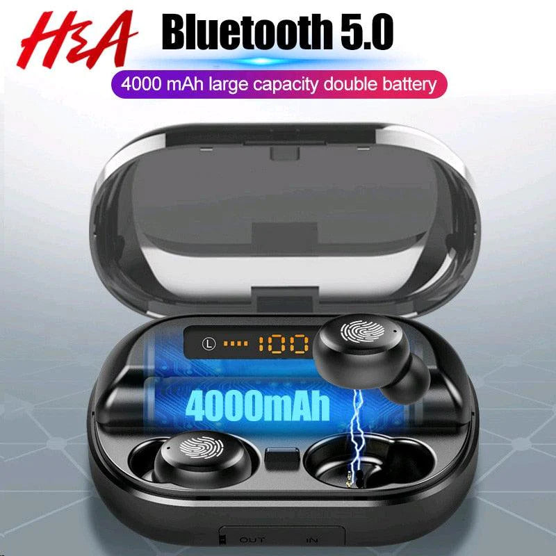 Wireless Bluetooth In Ear Earphones with IPX7 4000mAh Power Bank Charging Case w/ LED Display | For Samsung, iPhone, Android 9D Stereo Headphones - Buy Confidently with Smart Sales Australia